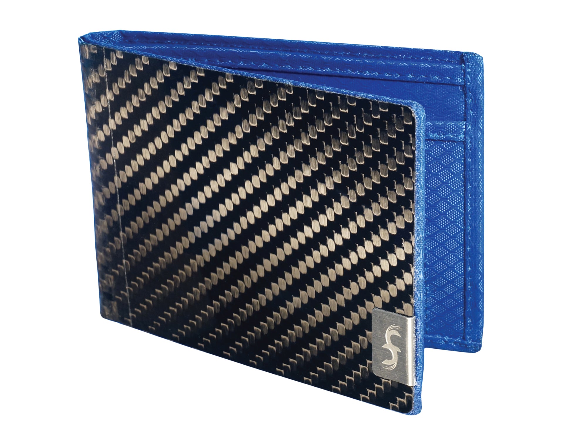 MAX 3.0 carbon fiber bifold wallet with blue interior