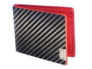 MAX 3.0 carbon fiber bifold wallet with red interior