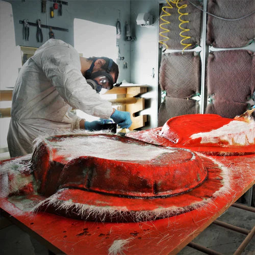 A person finishes the process of mold lamination