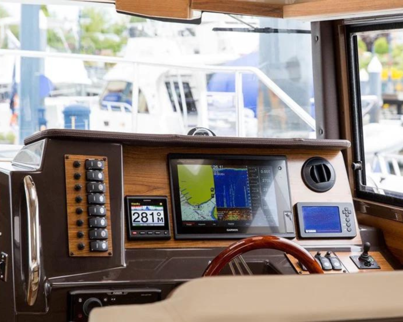 wooden dash panels installed on a tugboat 