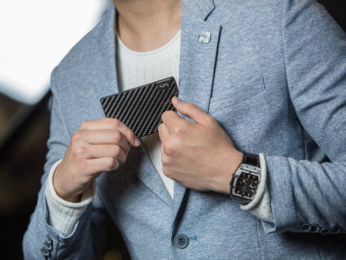 Black Line LFT - Leather Carbon Fiber Ultra Slim Wallet