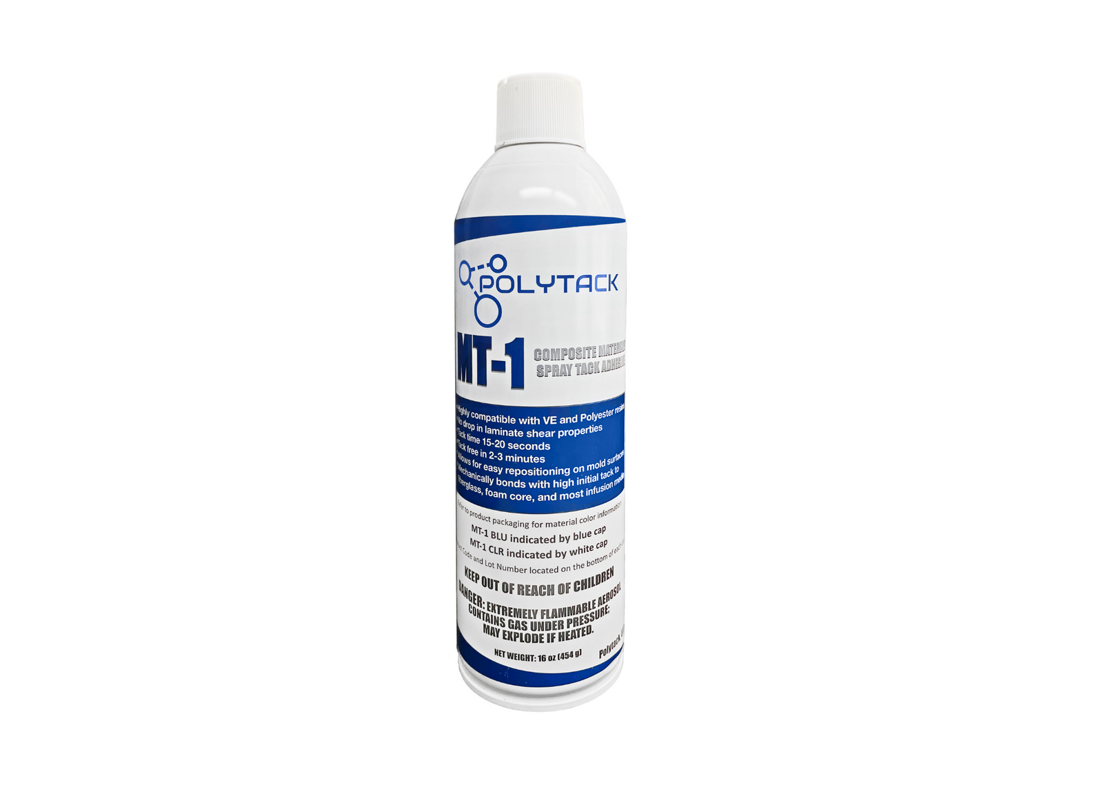 Polytack MT-1 spray adhesive on a white background