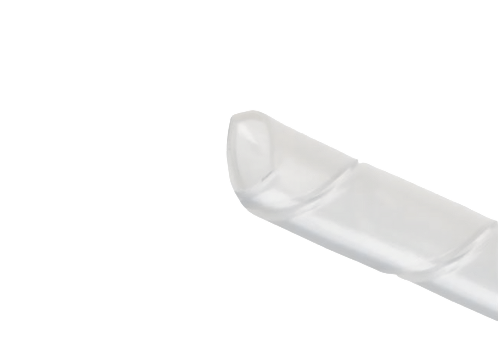the tip of a quarter inch spiral tube on a a white background
