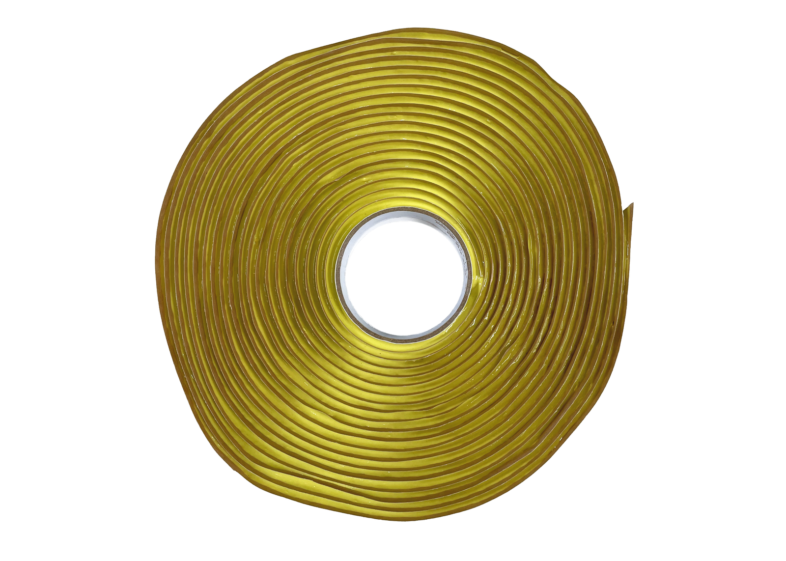 a roll of yellow tacky tape on a white background