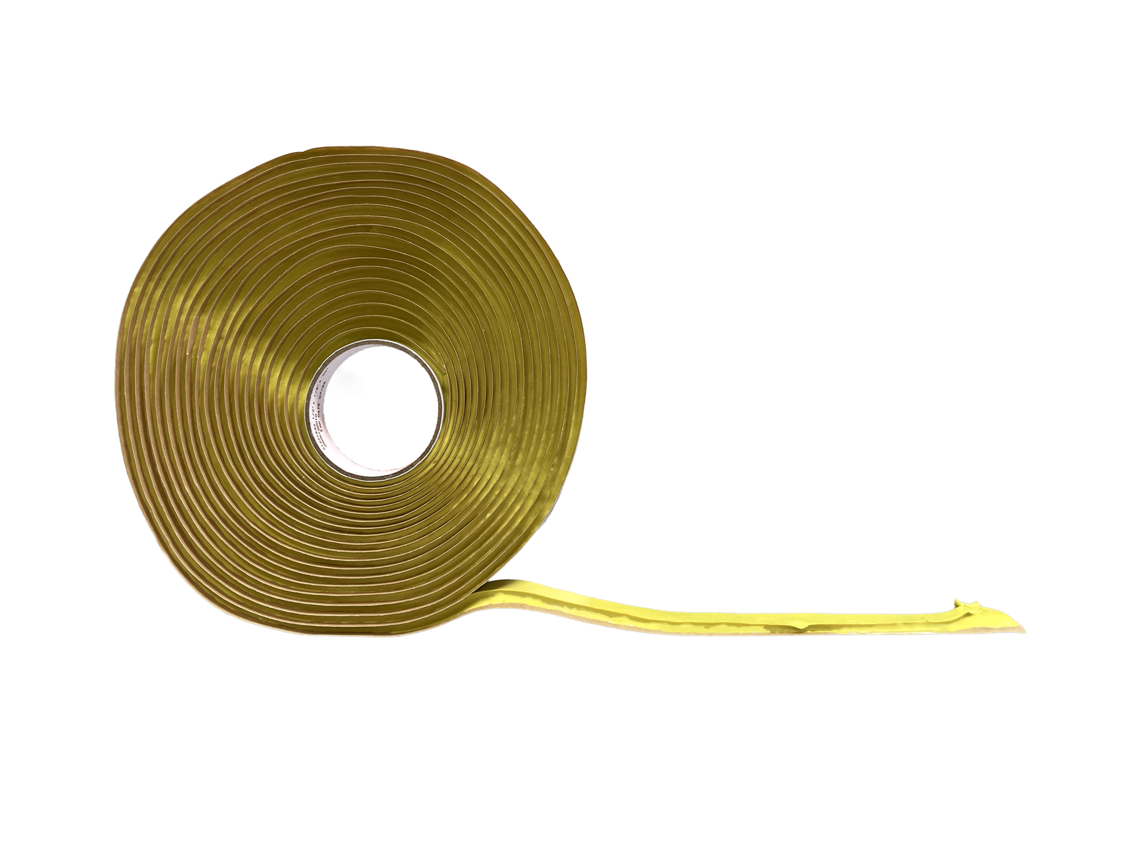 a roll of yellow tacky tape on a white background