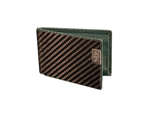 Carbon fiber wallet with business card holder and dark green ripstop nylon interior