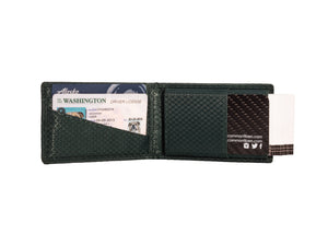 Dark green ripstop interior with numerous card slots including I.D slot and business card holder