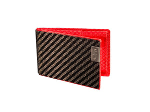 Carbon fiber wallet with business card holder and red ripstop nylon interior