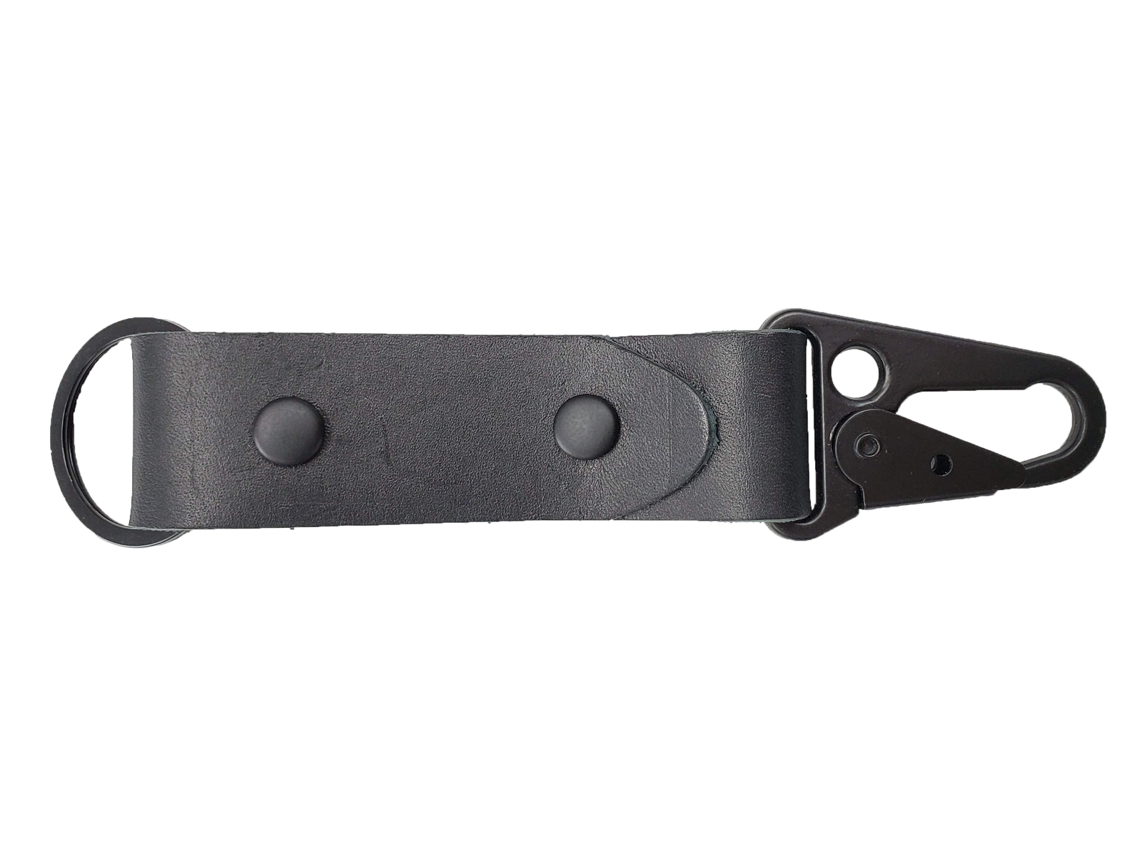 Carbon fiber leather keychain with sturdy aluminum clip, carbon fiber side showing