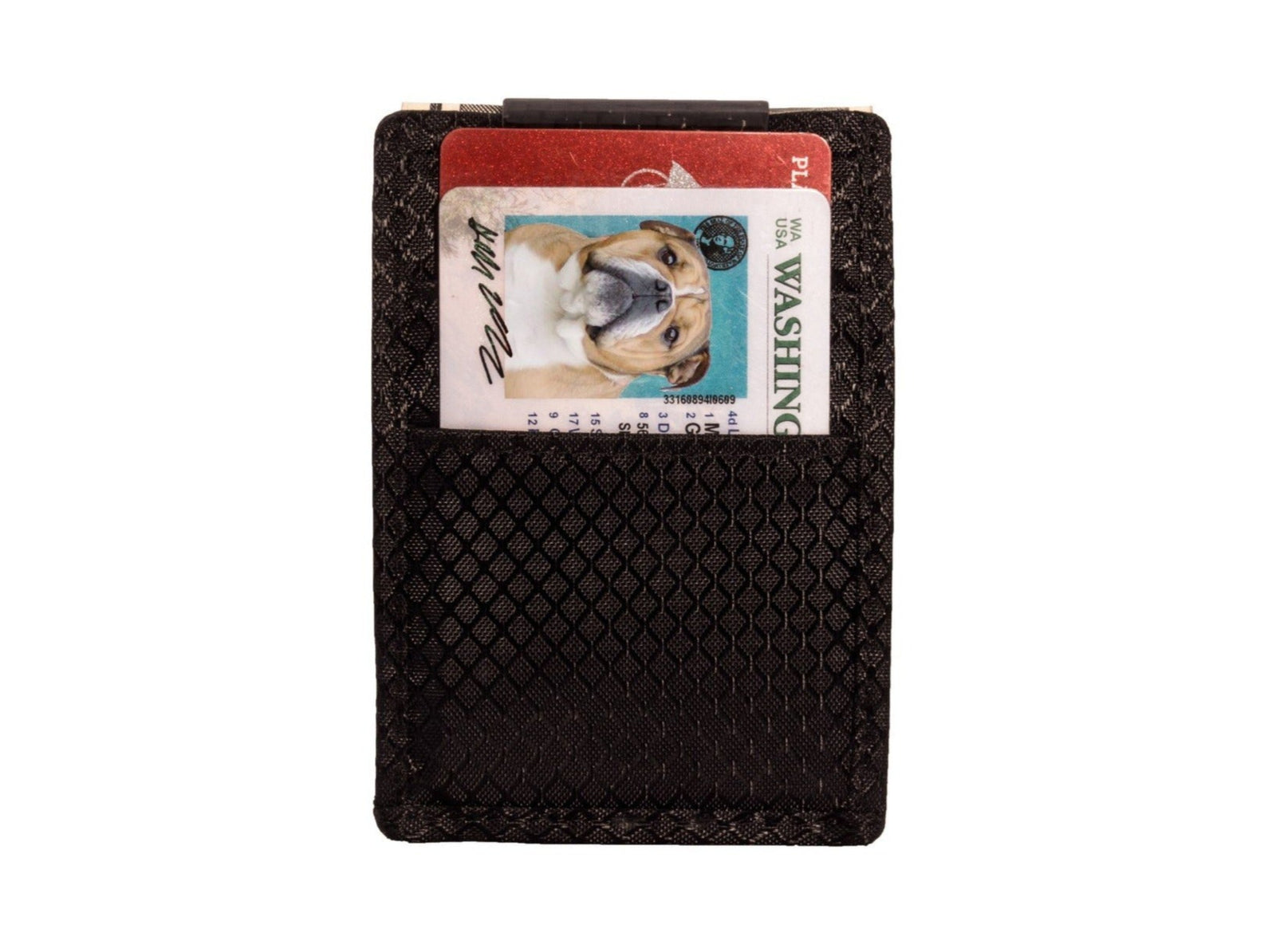 Black ripstop interior with multiple cards slots