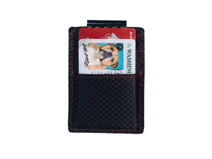 Red stich ripstop interior with multiple cards slots