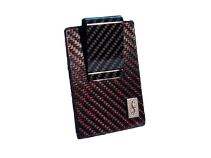 Carbon Fiber money clip wallet with red mylar