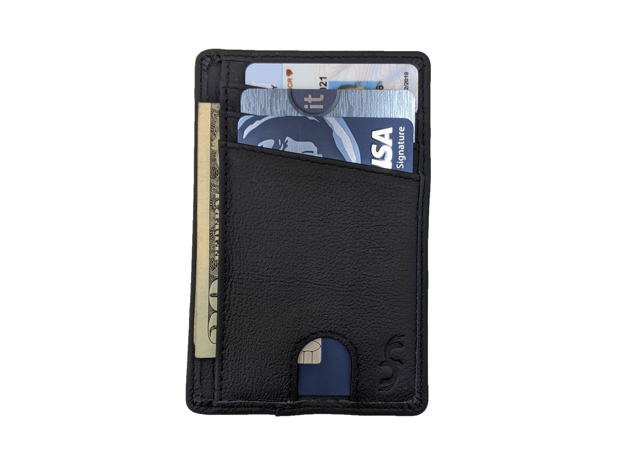 Black Line LFT - Leather Carbon Fiber Ultra Slim Wallet