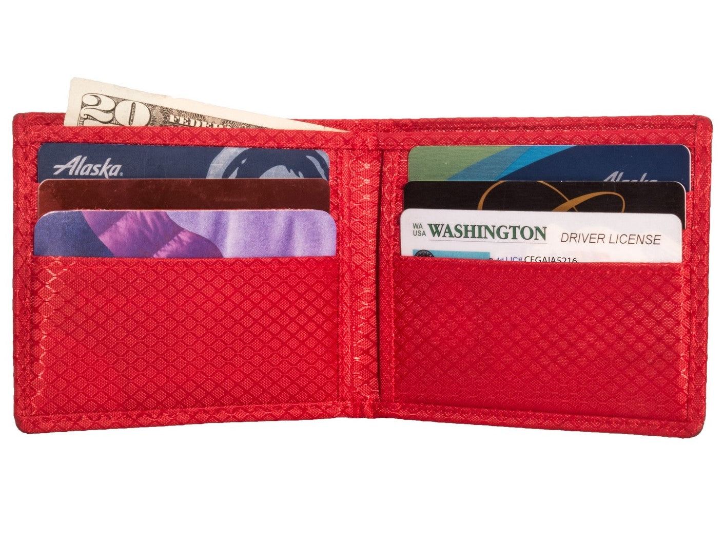 Classic MAX carbon fiber bifold wallet with red interior