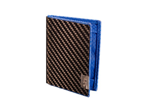Carbon fiber minimalist wallet with blue interior