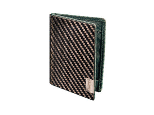 Carbon fiber minimalist wallet with green interior