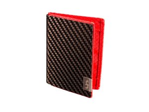 Carbon fiber minimalist wallet with red interior